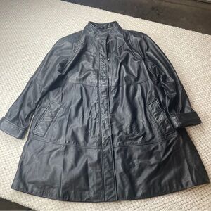 Women's Black Leather Coat